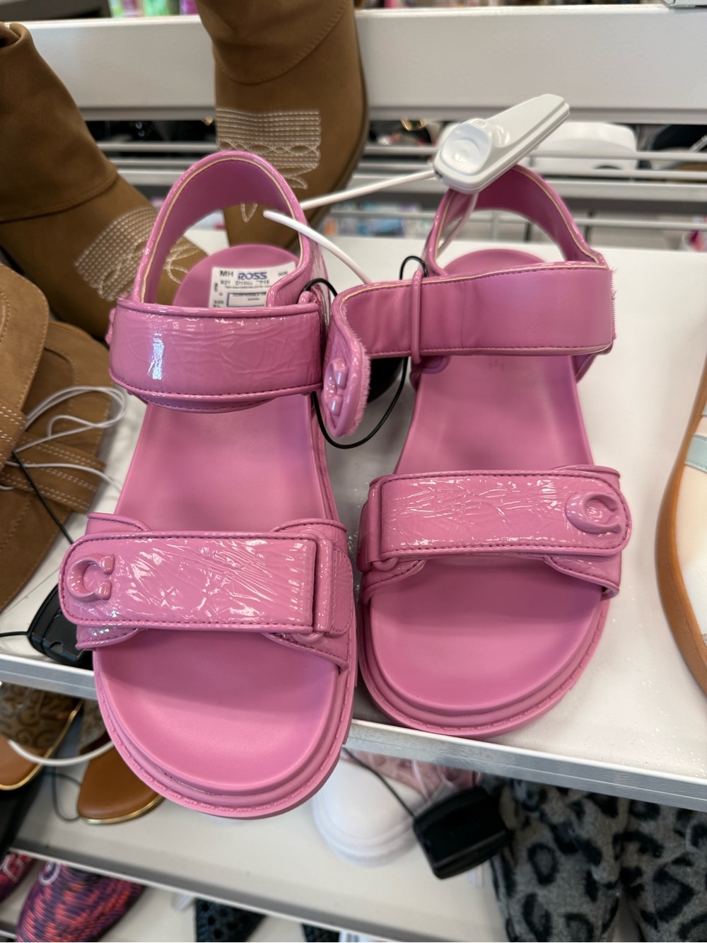 Coach Pink Patent Leather Sport Sandals